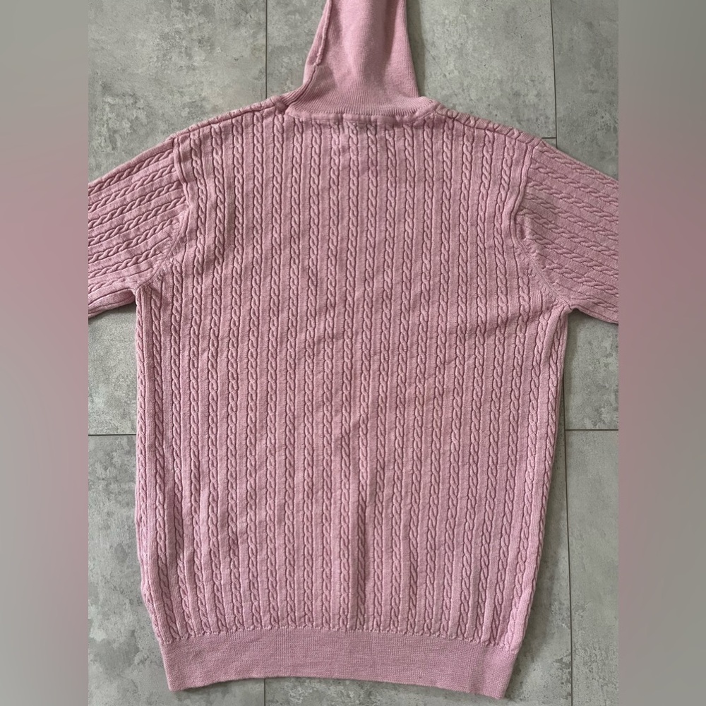 Vintage Castle of Ireland Wool CableKnit Sweater Turtleneck Pink Size 12/38